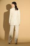 Shop_Geisha Designs_White Nylon Embroidered Sequins Lapel Collar Thread Jacket And Pant Set  _at_Aza_Fashions