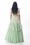 Shop_PIRI INDIA_Green Organza, Georgette Embroidery Scoop Neck Blouse And Ruffle Lehenga Set _at_Aza_Fashions