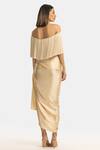 Shop_431-88 by Shweta Kapur_Beige Stretch Crepe Off Shoulder Fringe Top  _at_Aza_Fashions