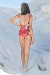 Shop_Tizzi_Red Wonder Fabric 80% Printed Floral U Neck Swimsuit _at_Aza_Fashions