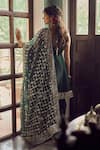 Shop_Lashkaraa_Green Silk Zari, Stones, Embroidery, Sequins Square Neck Dark Kurta Set _at_Aza_Fashions
