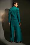 Shop_Betrue_Green Cotton, Lycra Cropped Blazer And Palazzo Set _at_Aza_Fashions