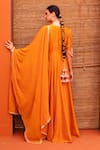 Shop_Kesar Studio_Orange Silk Embroidery Thread Round Bodice Layered Gown With Dupatta _at_Aza_Fashions