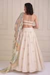 Shop_Shwetanga_Ivory Cotton Embroidery Halter Neck Dori Work Organic Lehenga Set _at_Aza_Fashions