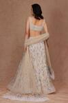 Shop_SHRIYA SOM_Cream Tulle Embellished Sequin Scoop And Crystal Bridal Lehenga Set  _at_Aza_Fashions