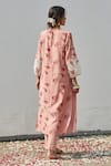 Shop_Juanita by Shubhda_Pink Handwoven Chanderi And Handloom Cotton Print & Embellishment Rose Kurta Set _at_Aza_Fashions