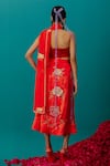 Shop_Latha Puttanna_Orange Organza Embroidered Tiger Silk Dupatta _at_Aza_Fashions
