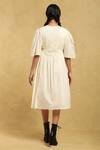 Shop_Ritu Kumar_Off White Cotton 100s Voile Round Neck Midi Dress _at_Aza_Fashions
