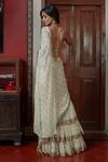 Shop_Arpita Mehta_Off White Georgette Embroidery Tiered Pre-draped Saree With Blouse For Women_at_Aza_Fashions