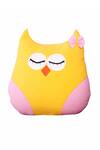 Shop_My Gift Booth_Yellow Fleece Owl Shape Cushion_at_Aza_Fashions