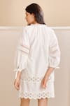 Shop_Bunka_White Cotton Embellished Crochet Lace Work And 3d Organza Nysa Tunic _at_Aza_Fashions