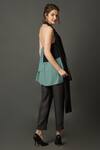 Shop_House Of Behram_Black Modal Halter Neck Color Block Top _at_Aza_Fashions