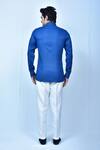 Shop_Samyukta Singhania_Blue Kurta: Linen Cotton Full Sleeve Short And Pant Set For Men_at_Aza_Fashions