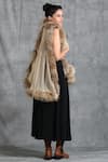 Shop_DUSALA_Beige Woven Cashmere Wool Solid Stole _at_Aza_Fashions