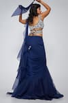 Shop_Asaga_Blue Chiffon Embroidered Floral V Neck Ella Pre-draped Saree _at_Aza_Fashions