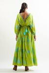 Shop_Cin Cin_Green Cotton Lace V-neck Falak Tiered Hem Maxi Dress _at_Aza_Fashions