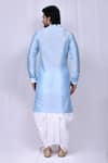 Shop_Arihant Rai Sinha_Blue Art Silk Band Collar Kurta And Dhoti Pant Set _at_Aza_Fashions