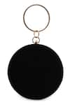 Shop_Richa Gupta_Black Embroidery Sequin Round Clutch _at_Aza_Fashions