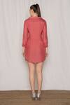Shop_Amrta By Guneet Kondal_Pink Viscose, Modal Sequins, Cut Work Collared Wing Pattern Shirt Dress _at_Aza_Fashions