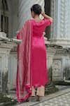Shop_Sheela Suthar_Pink Gajji Silk Embroidery Zardozi Boat Neck Sleeve Kurta Set _at_Aza_Fashions