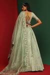Shop_Mahima Mahajan_Green Raw Silk, Organza, Shantoon Floral Zeba Embroidered Bridal Lehenga Set_at_Aza_Fashions