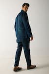 Shop_Jatin Malik_Green Linen Silk Marble Dye Short Jacket With Kurta Set _at_Aza_Fashions