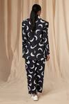 Shop_Masaba_Black Bemberg Linen Printed Mooncrest Notched Lapel Blazer _at_Aza_Fashions