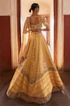 Shop_Aditi Gupta_Yellow Banarasi Woven And Embroidered Vintage Pattern Bridal Lehenga Set  _at_Aza_Fashions