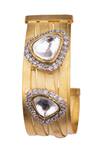 Shop_Vasundhara_Gold Plated Diamonds, Stones Embellished Earrings_at_Aza_Fashions