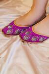 Shop_Cilwana Studio_Purple Embroidered Cutdana Juttis _at_Aza_Fashions