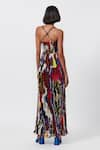 Shop_Saaksha & Kinni_Multi Color Chiffon Printed Abstract Floral Patterns Pleated Maxi Dress _at_Aza_Fashions