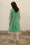 Shop_Begum_Green Kurta Chanderi Printed Watercolor Azra A-line Flared Set  _at_Aza_Fashions