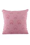 Shop_Khaabka_Pink Chanderi Silk Embroidery Lotus Cushion Cover - Set Of 2_at_Aza_Fashions