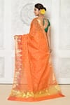 Shop_Nazaakat by Samara Singh_Orange Banarasi Cotton Silk Chanderi Woven Floral Butti And Leaf Pattern Saree_at_Aza_Fashions