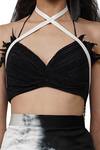Buy_Bloni_Black Silk Plisse Crop Top_Online_at_Aza_Fashions