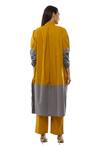 Khat Yellow Poplin, Cotton Mandarin Collar Color Block Dress Pant Set Online at Aza Fashions Khat_Yellow Poplin, Cotton Mandarin Collar Color Block Dress Pant Set _Online_at_Aza_Fashions