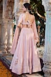 Kritika Dawar_Pink Silk, Georgette, Mukaish Embroidered Bridal Lehenga Set _Online_at_Aza_Fashions