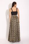 Shop_Studio Surbhi_Brown Georgette, Satin Asymmetric Digital Print Bustier And Kalidar Skirt Set _at_Aza_Fashions