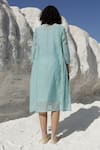 Shop_Tatwa_Blue Handloom Cotton, Viscose Zari Round Chanderi Placement Embroidered Dress _at_Aza_Fashions