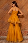 Shop_POMCHA JAIPUR_Yellow Organza Embroidery Gota Sweetheart Neck Murat Top Sharara Set_at_Aza_Fashions