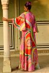 Shop_Swati Vijaivargie_Multi Color Silk Embroidery Gota Patti Cape Surajmukhi Long With  _at_Aza_Fashions