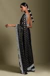 Shop_Two Sisters By Gyans_Black Satin Striped Sequin Work Saree With Blouse_at_Aza_Fashions