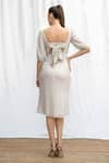 Shop_AMRTA by GUNEET KONDAL_Off White 98% Viscose Georgette 2% Metallic Yarn And Lining 100% Midi Dress _at_Aza_Fashions