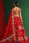 Shop_Mahima Mahajan_Red Velvet Embroidery Thread Sweetheart Neck Hena Bridal Lehenga Set _at_Aza_Fashions