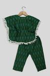 Shop_Champscloset_Green Ikat Cotton Printed Round Neck Kaftan Top And Pant Set  _at_Aza_Fashions