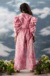 Shop_SAKSHAM & NEHARICKA_Pink Printed Floral Blazer Notched Acai Waistcoat And Pant Set _at_Aza_Fashions