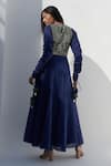 Shop_Nadima Saqib_Blue Silk Embroidery Mirror Round Neck And Thread Jacket _at_Aza_Fashions