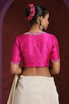 Shop_Weaver Story_Pink Raw Silk Embroidery Zardozi V Neck Front Tie Up Blouse _at_Aza_Fashions