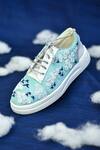 Around Always_Blue Vapor Thread Embroidered Sneakers_Online_at_Aza_Fashions