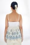 Shop_Nikasha_Ivory Cotton Mirror Embroidered Peplum Top_at_Aza_Fashions